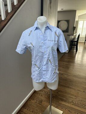 Jimi Roos Blue Short Sleeve Graphic Button Up Size XS